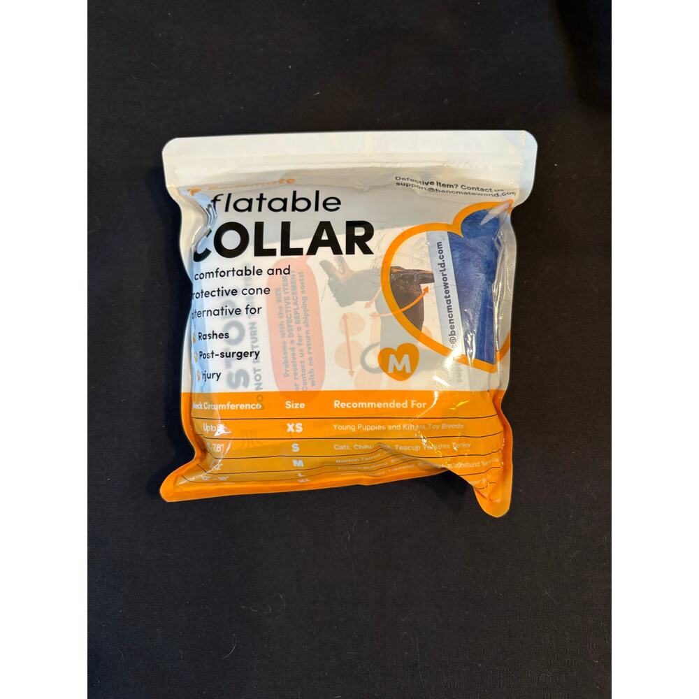 NEW BENCMATE Protective Inflatable Collar for Dogs & Cats, size Medium M